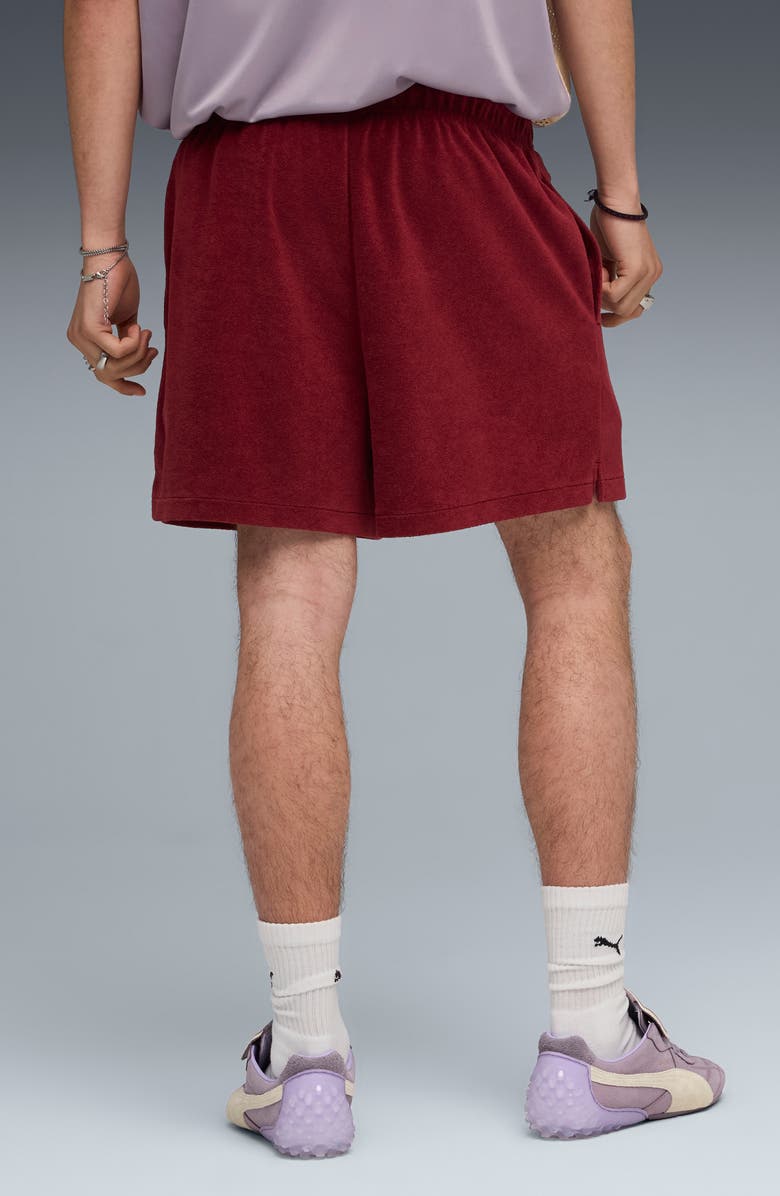 PUMA x Fenty Towel Cotton Blend Terry Track Shorts, Alternate, color, Team Regal Red