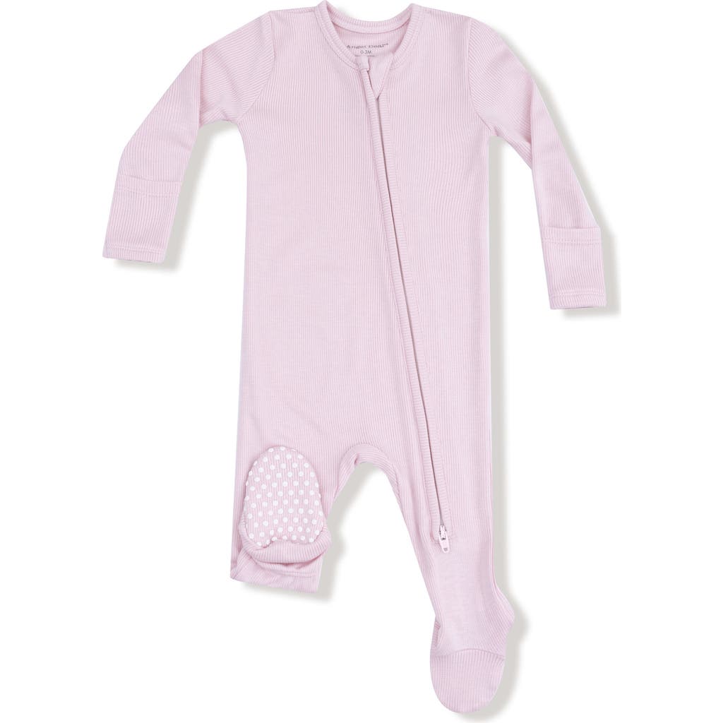 Angel Dear Rib Zip Footie In Pink