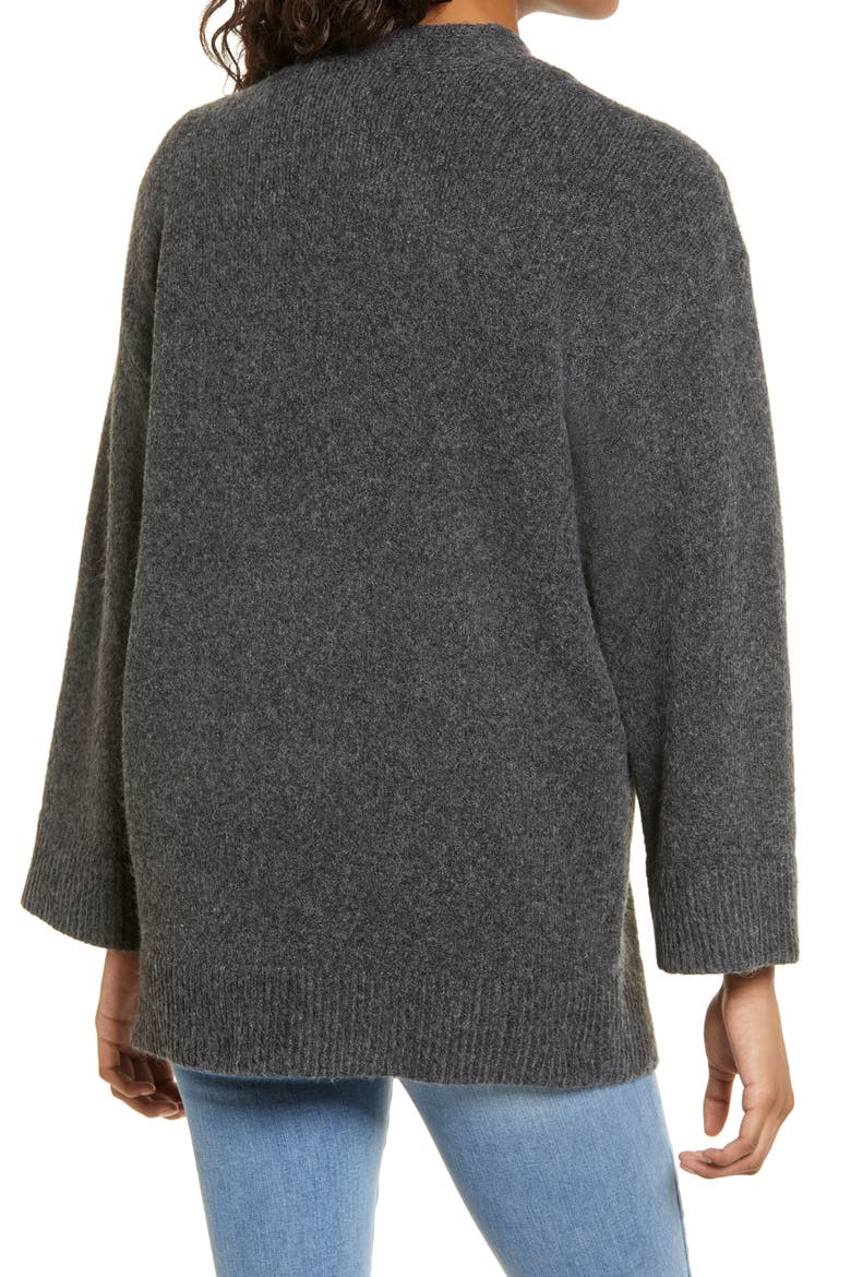 Open Front Cardigan, Alternate, color, GREY MEDIUM CHARCOAL HEATHER