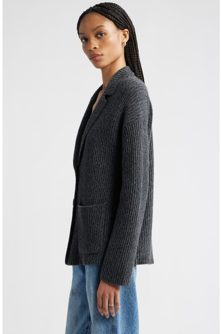 Rib Wool & Cashmere Cardigan, Alternate, color, BLACK-GREY MARL