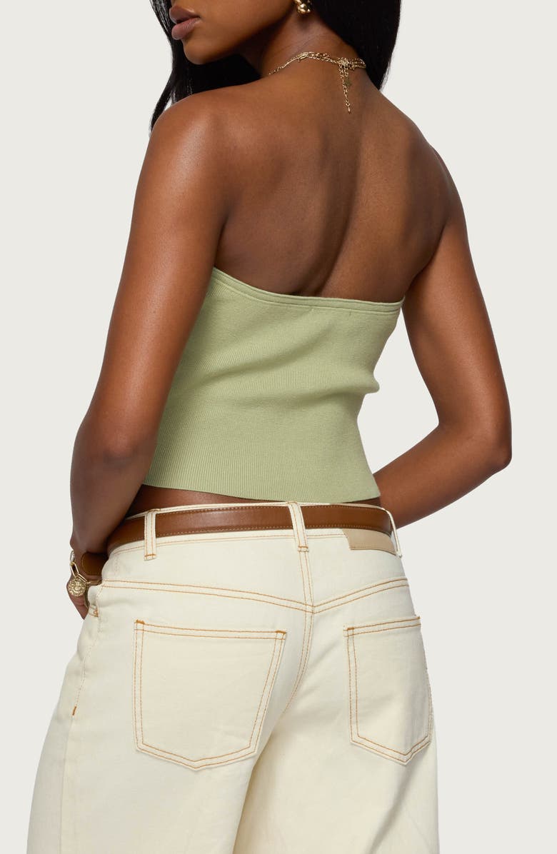 EDIKTED Beaded Cutout Strapless Crop Top, Alternate, color, Sage