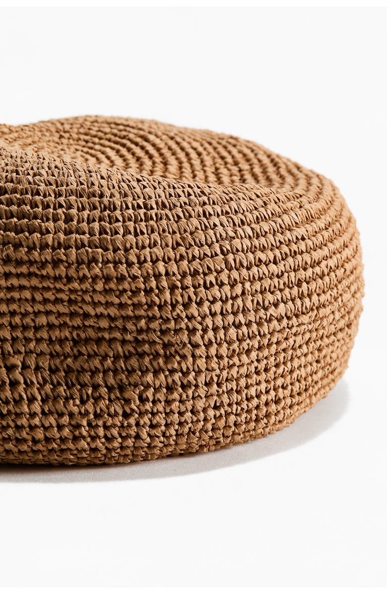 H&M Straw Beret, Alternate, color, Dark Beige