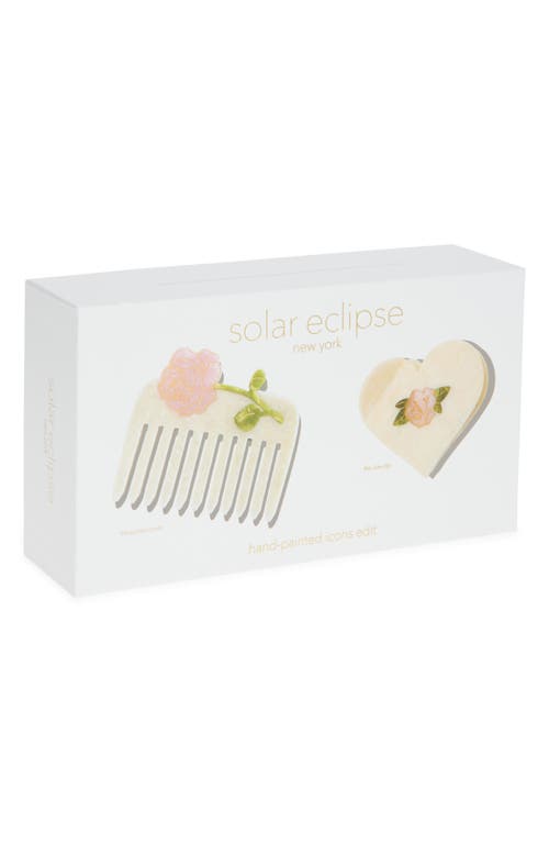 Solar Eclipse Vintage Rose Jaw Clip & Comb Set In White