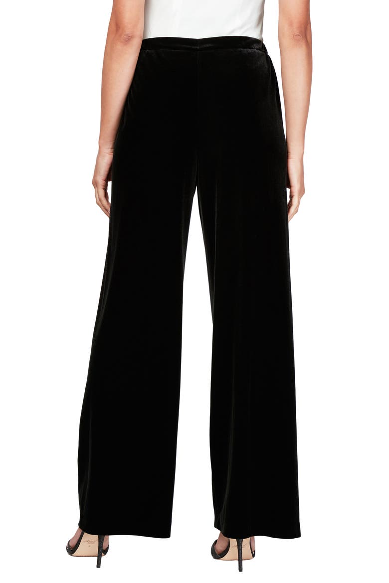 Flat Front Wide Leg Trousers, Alternate, color, BLACK