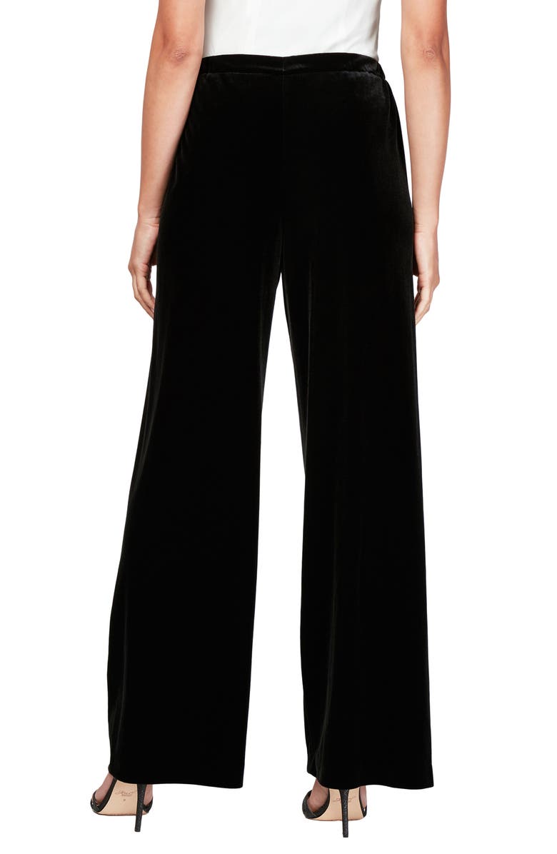 Alex Evenings Flat Front Wide Leg Trousers, Alternate, color, Black