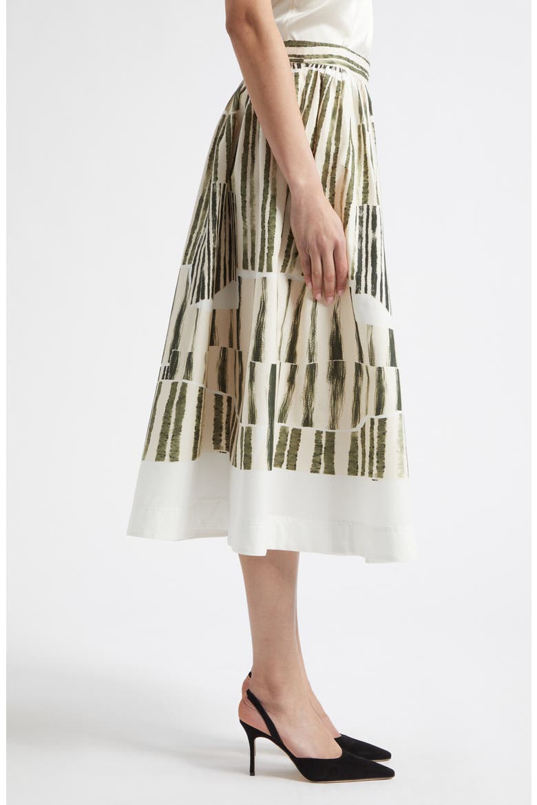 Stripe Collage Stretch Cotton Midi Skirt, Alternate, color, PLASTER/ HUNTER GREEN PLHG
