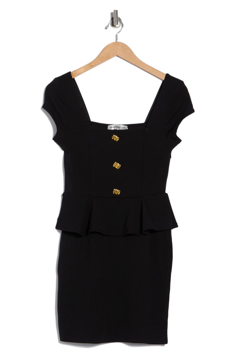 Madden Girl Cap Sleeve Peplum Minidress, Main, color, Black