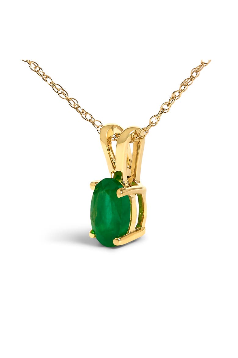 14K Yellow Gold Oval Green Emerald Solitaire Pendant Necklace, Alternate, color, Yellow