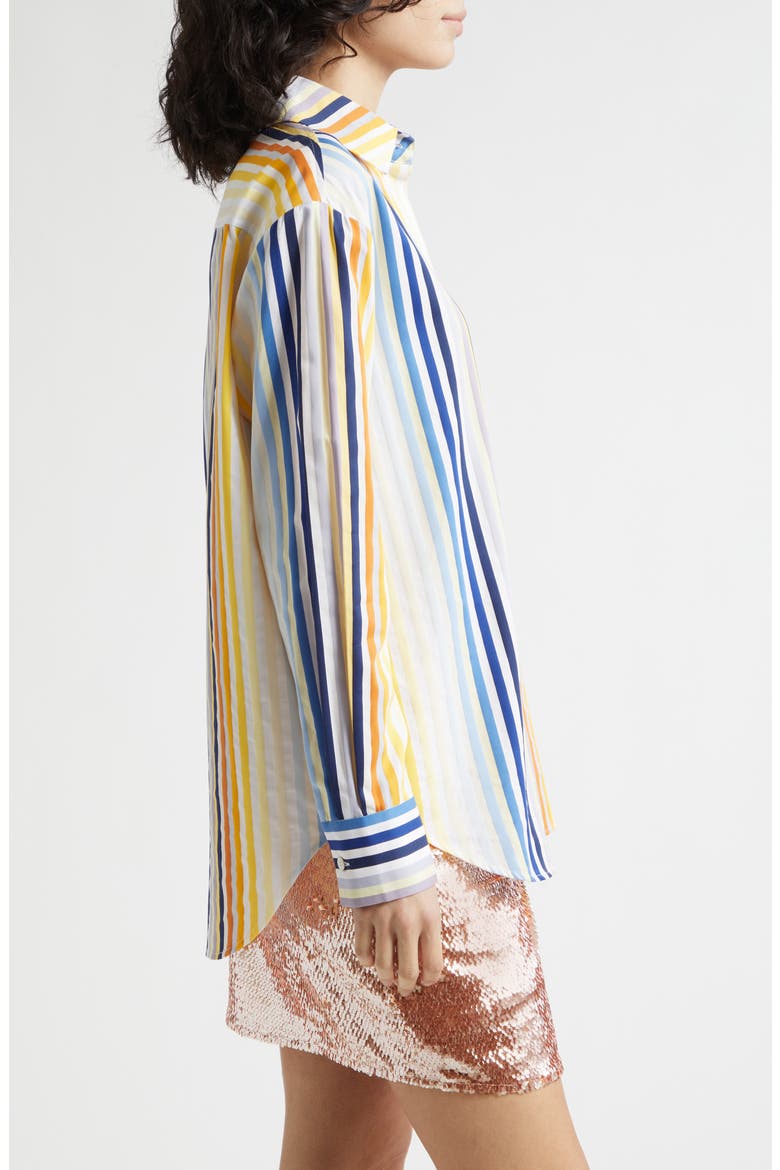 Brennan Stripe Boyfriend Shirt, Alternate, color, SUNSET
