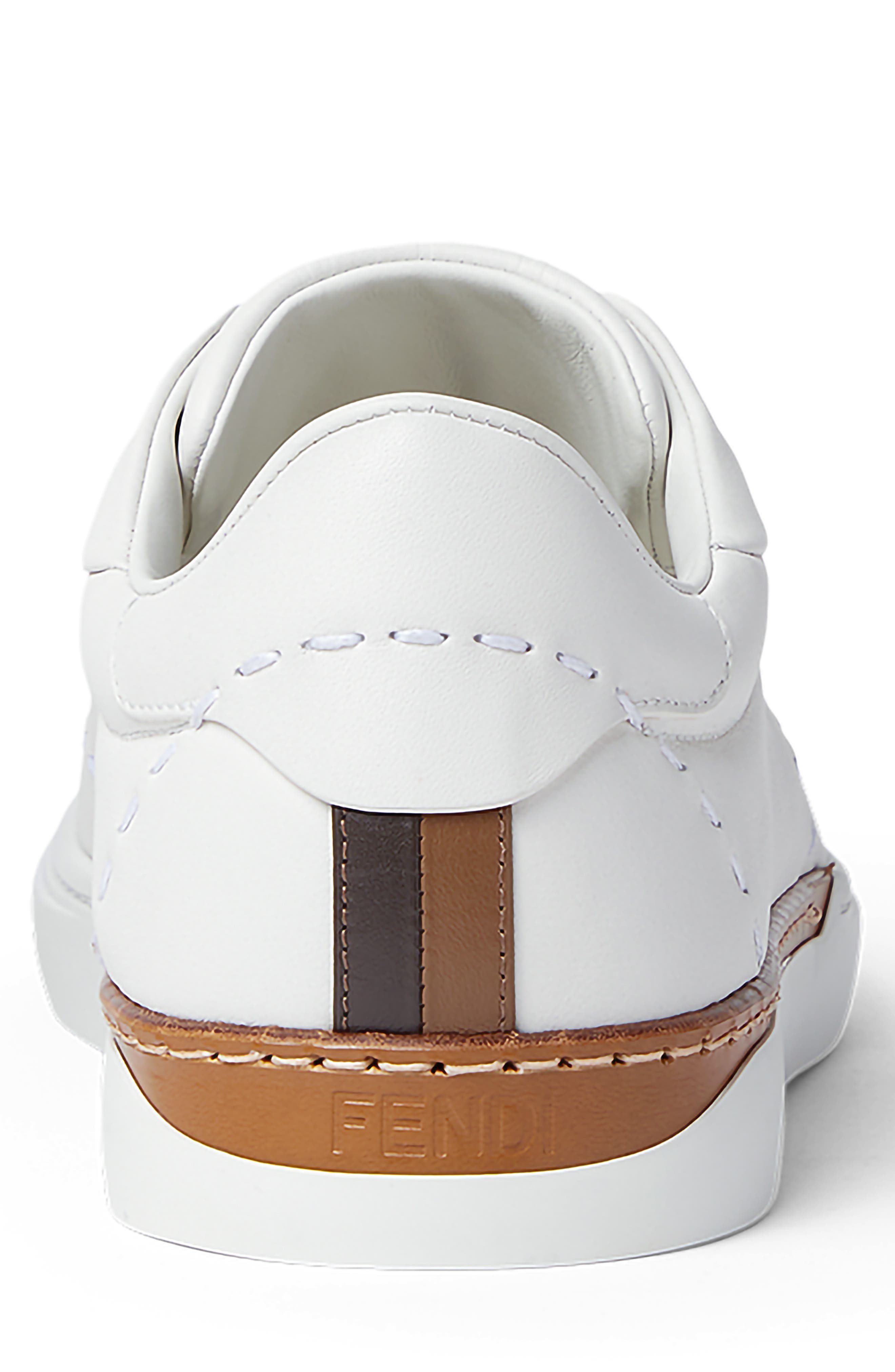 Fendi City Low Top Sneaker, Alternate, color, White/ Chocolate/ Taupe