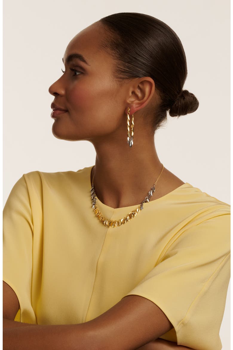 Pemina Petal Fringe Necklace, Alternate, color, GOLD SILVER TONE
