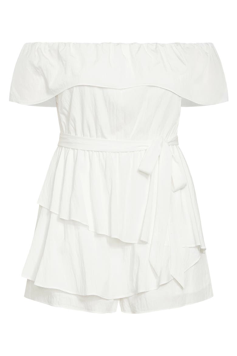 Kiki Off the Shoulder Playsuit Romper, Alternate, color, IVORY