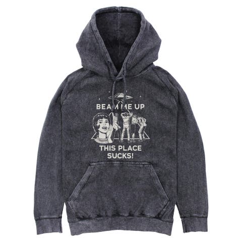 Men's Stranger Things Vintage This Place Sucks UFO  Pull Over Hoodie