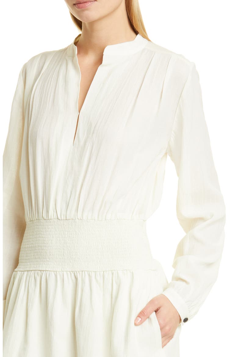 Calista Long Sleeve Cotton & Silk Minidress, Alternate, color, DOVE
