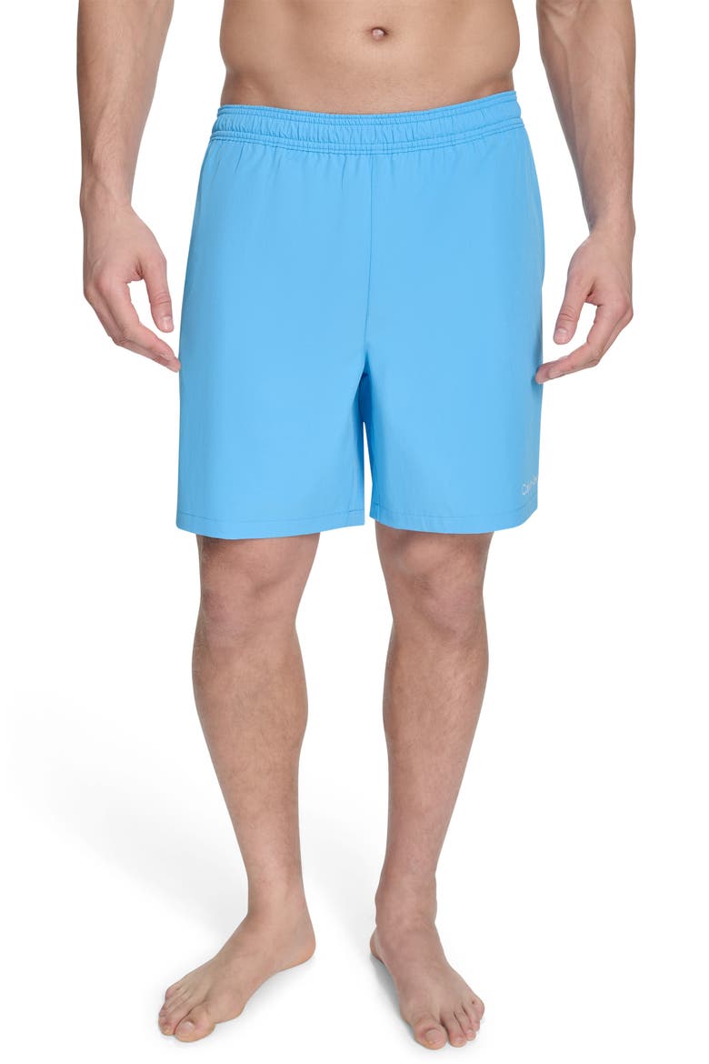 Hybrid Volley Stretch Swim Shorts, Main, color, LIGHT BLUE