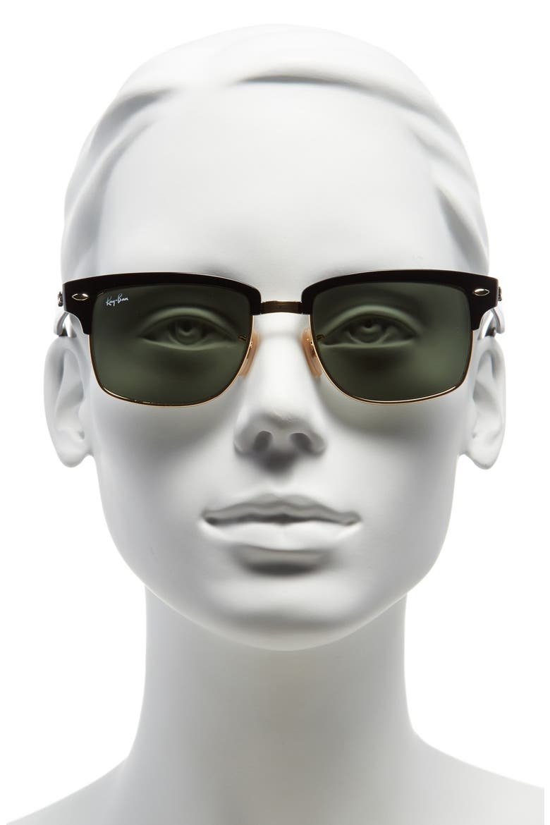 'Clubmaster' Square 52mm Sunglasses, Alternate, color, BLACK