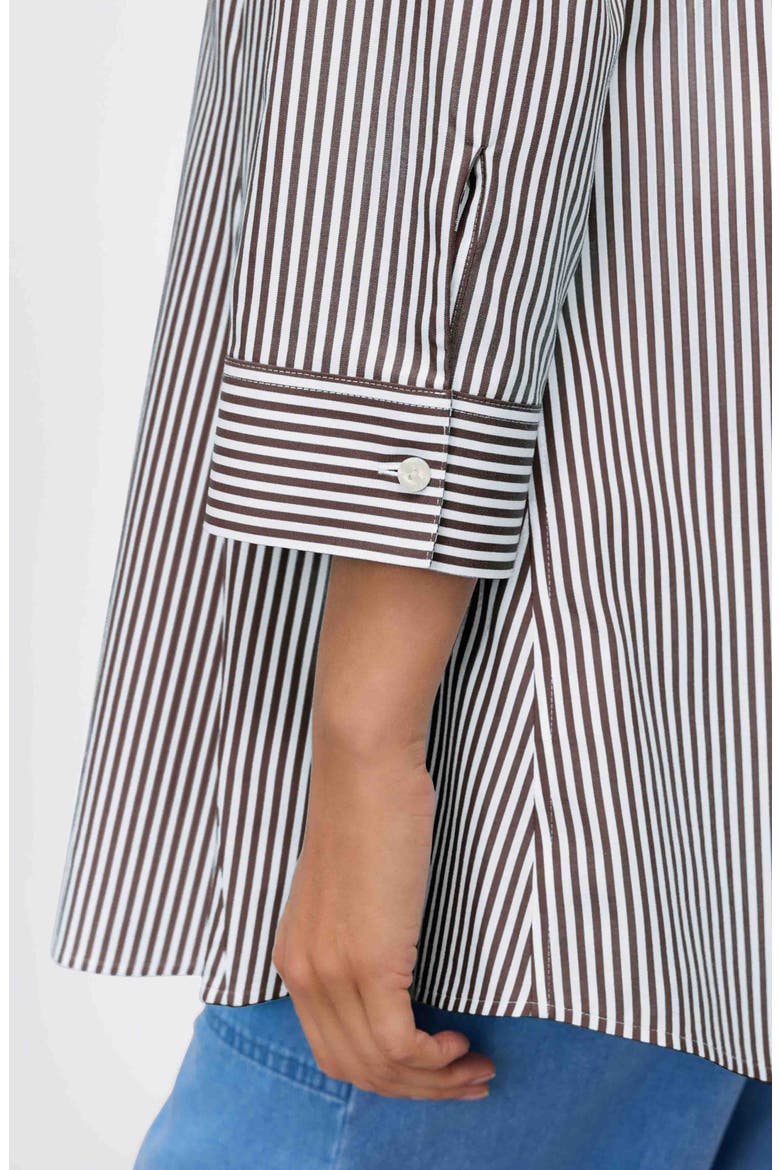 Cici Stripe Cotton Tunic Shirt, Alternate, color, BLACK/ WHITE