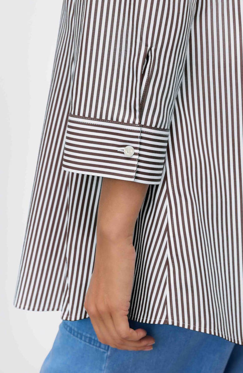 Foxcroft Cici Stripe Cotton Tunic Shirt, Alternate, color, Black/ White