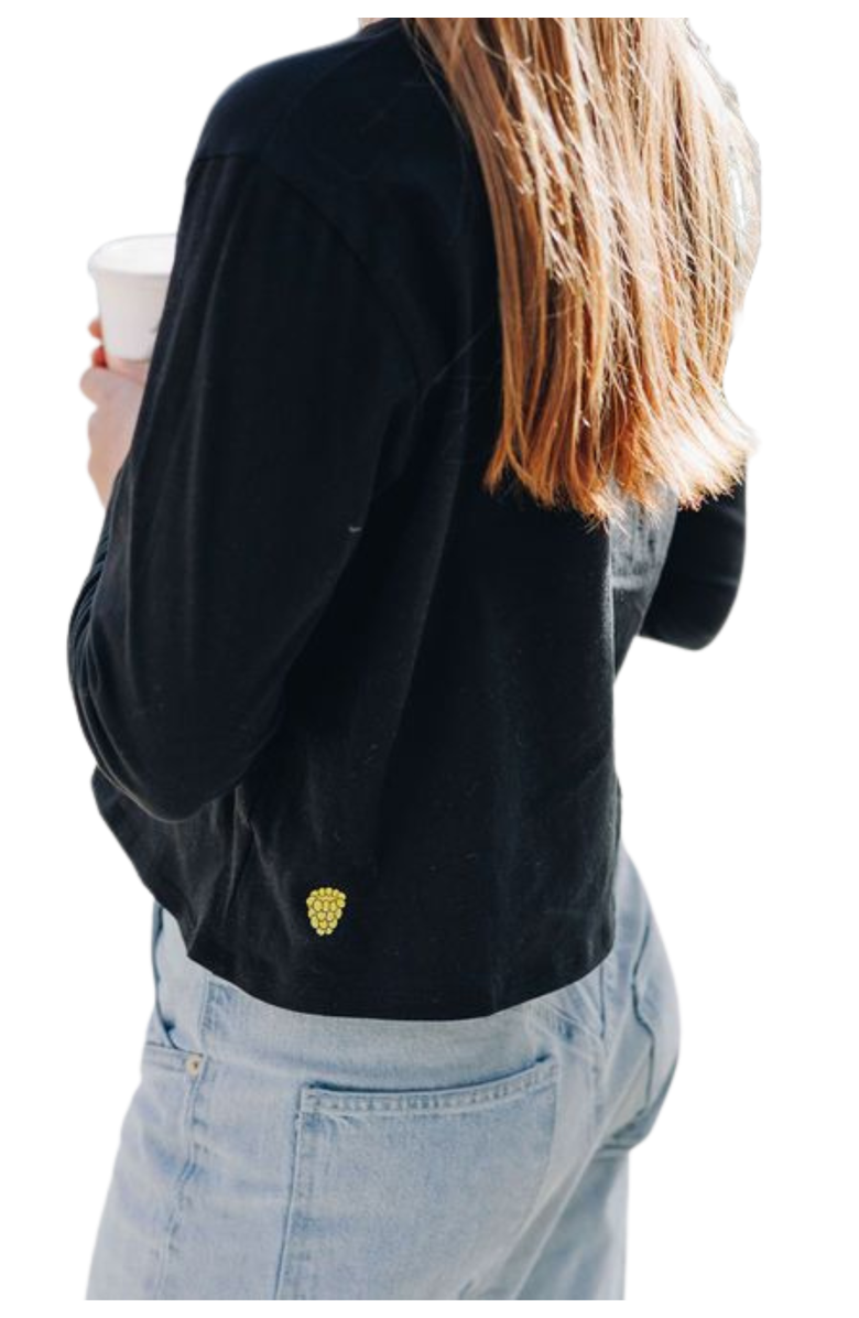 Yellowberry Whisper Long Sleeve Cotton Tee, Alternate, color, Black