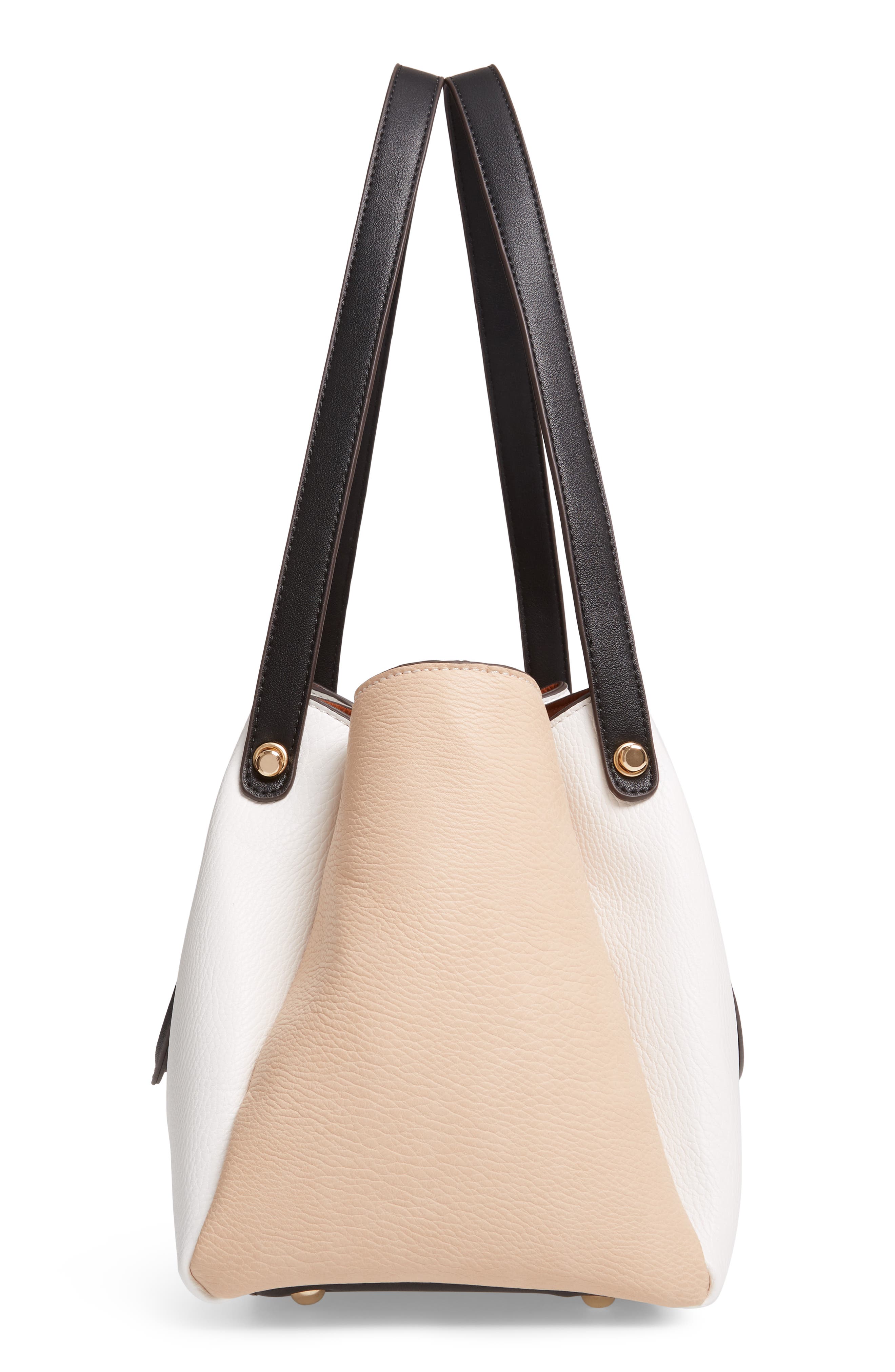 Faux Leather Satchel, Alternate, color, WHITE COMBO