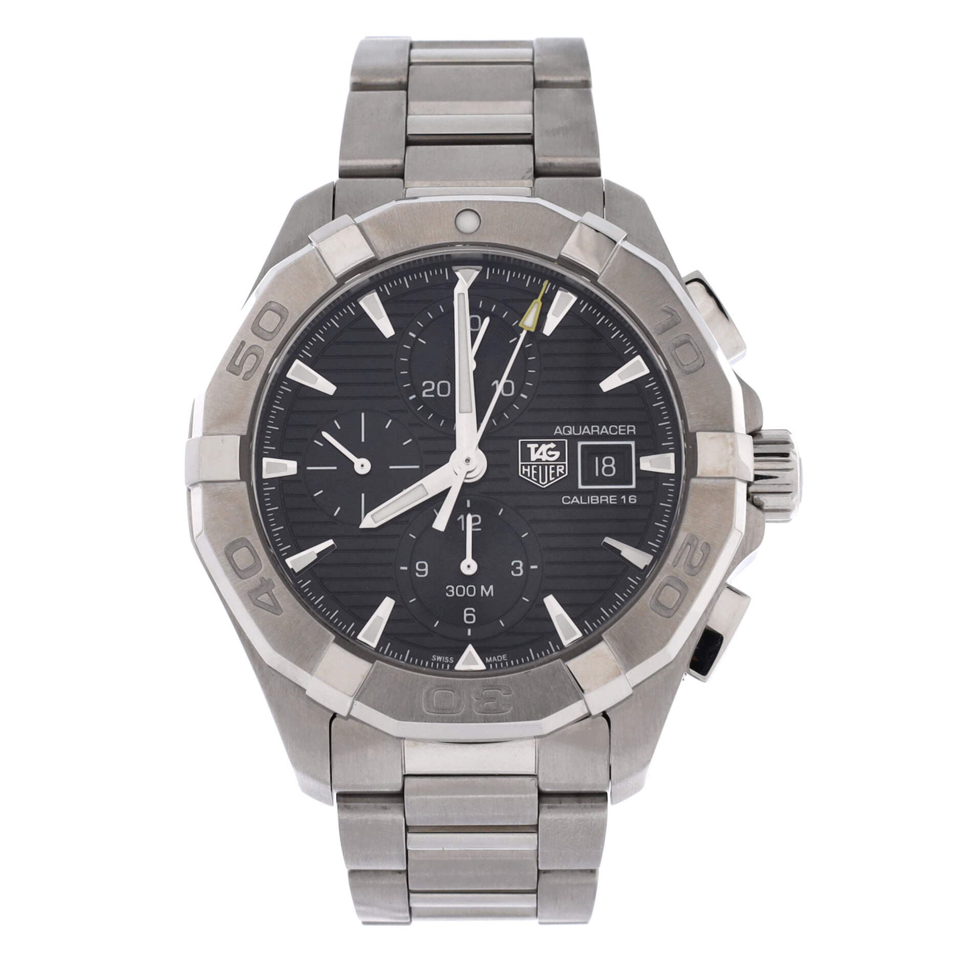 Aquaracer 300M Calibre 16 Chronograph Automatic Watch Stainless Steel 43, Main, color, Metallic Silver