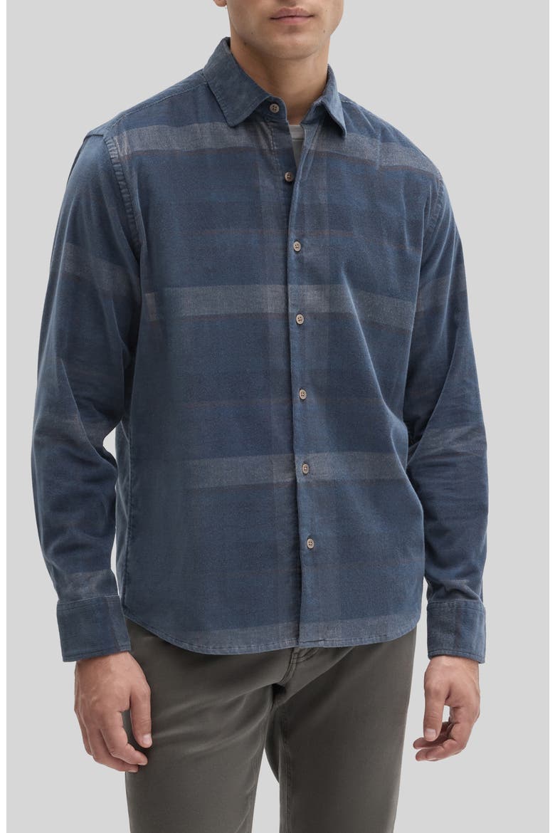 Daban Long Sleeve Stretch Cotton Button Up Shirt, Main, color, NAVY