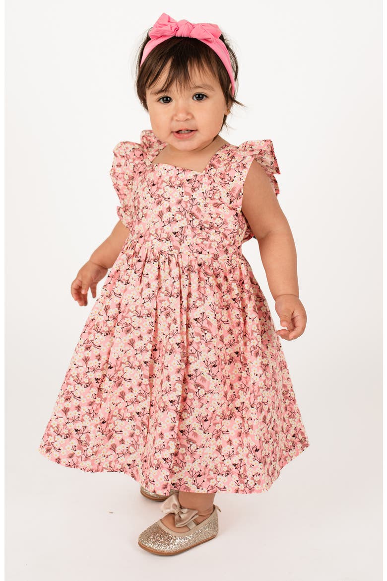Kids' Floral Pinafore Dress, Main, color, RASPBERRY