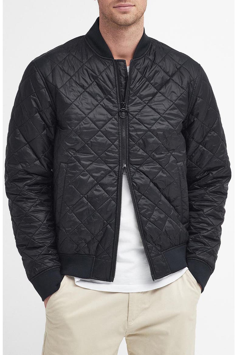 Galento Quilted Bomber Jacket, Main, color, BLACK