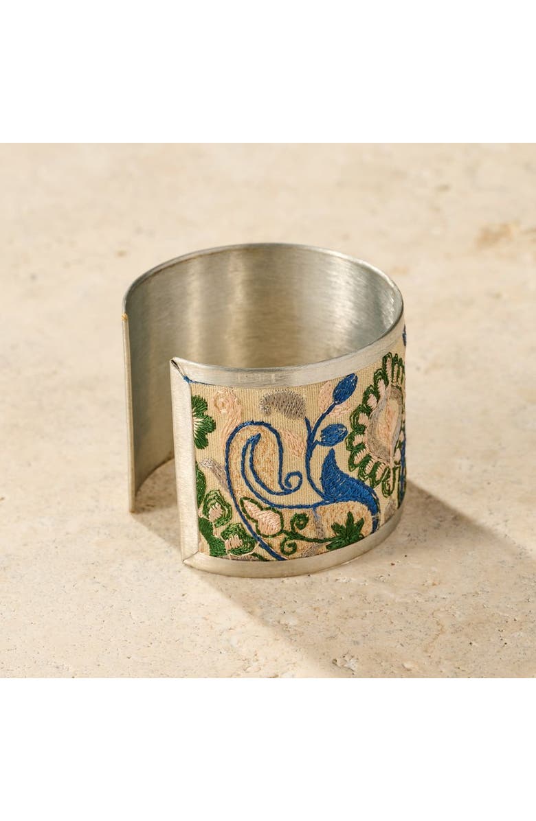 Ten Thousand Villages Jabardasta Silk Embroidered Cuff, Alternate, color, Multi Color