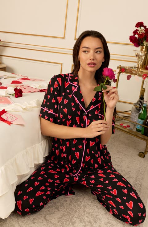 Short Sleeve Notch Collar Pajama Set