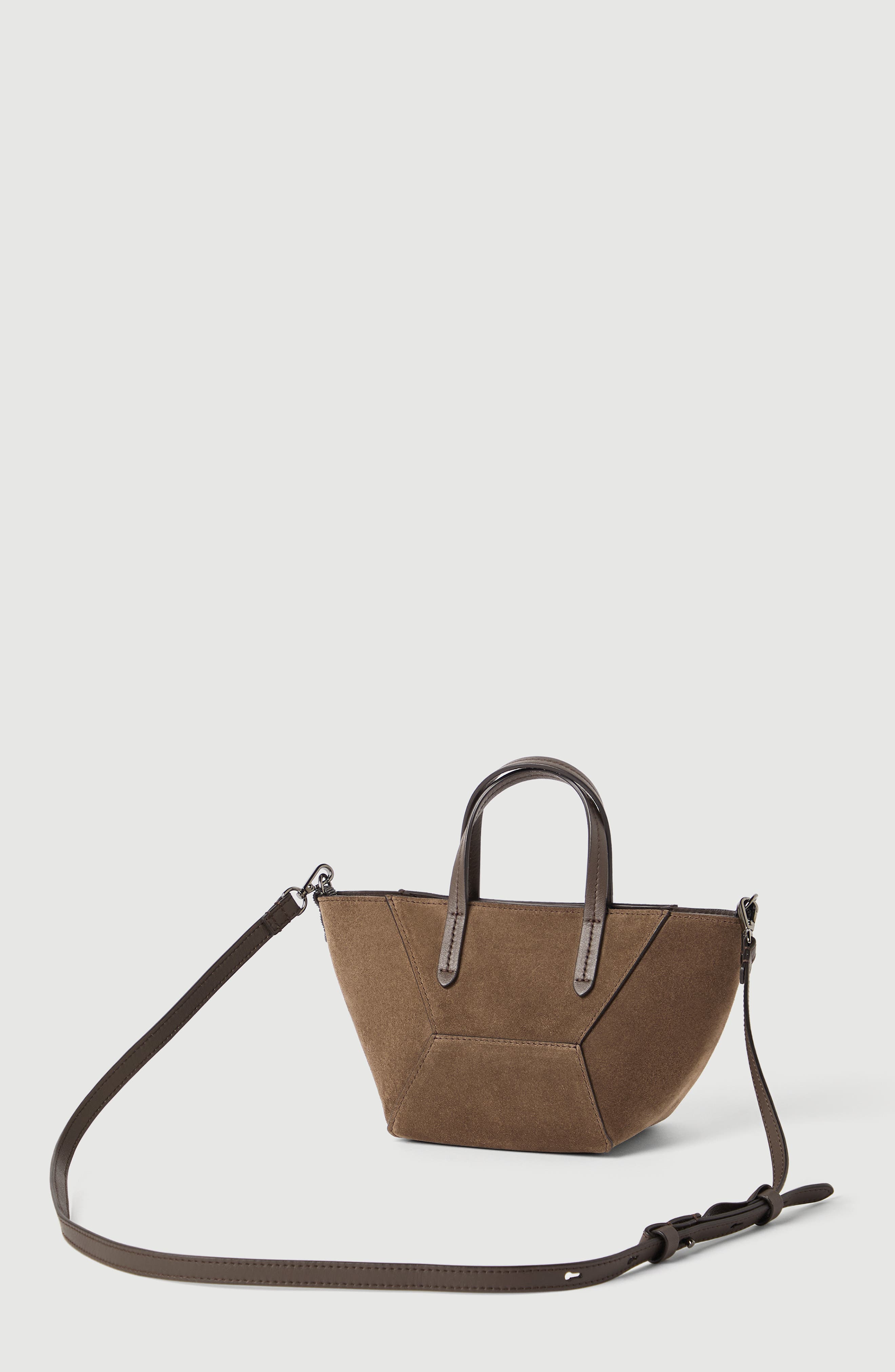 BC Duo mini bag in suede with monili, Alternate, color, Bark