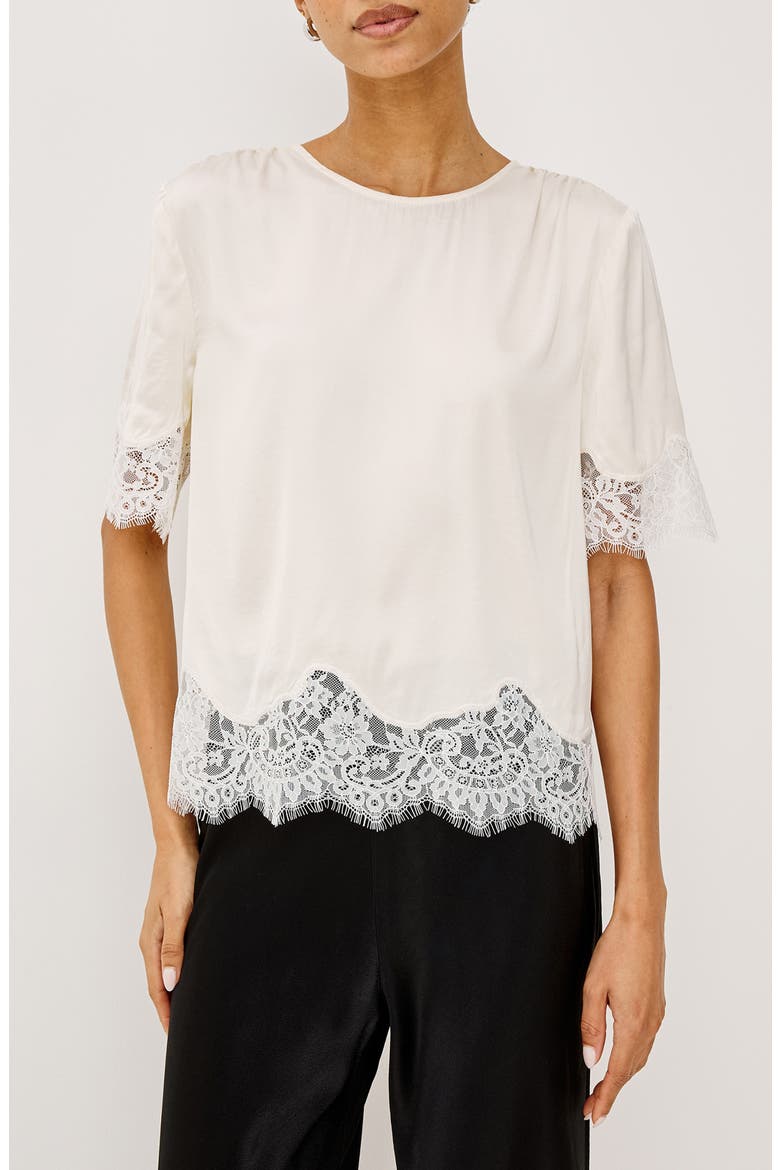 Sonora Lace Trim Short Sleeve Top, Main, color, IVORY