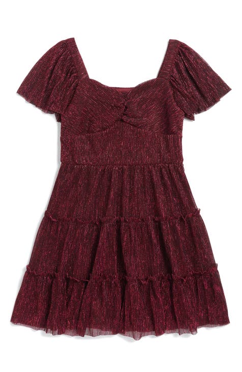 Kids' Foil Dot Metallic Plissé Dress (Big Kid)