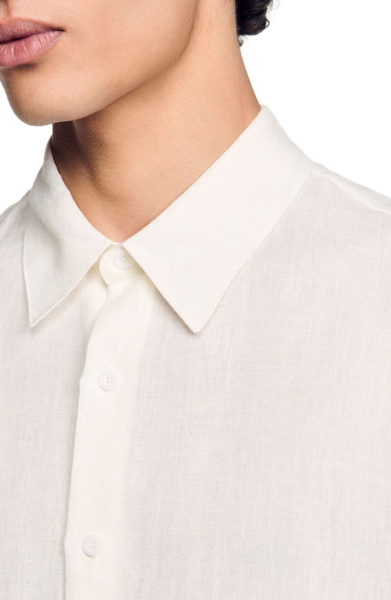 SANDRO Linen shirt, Alternate, color, Ivory.
