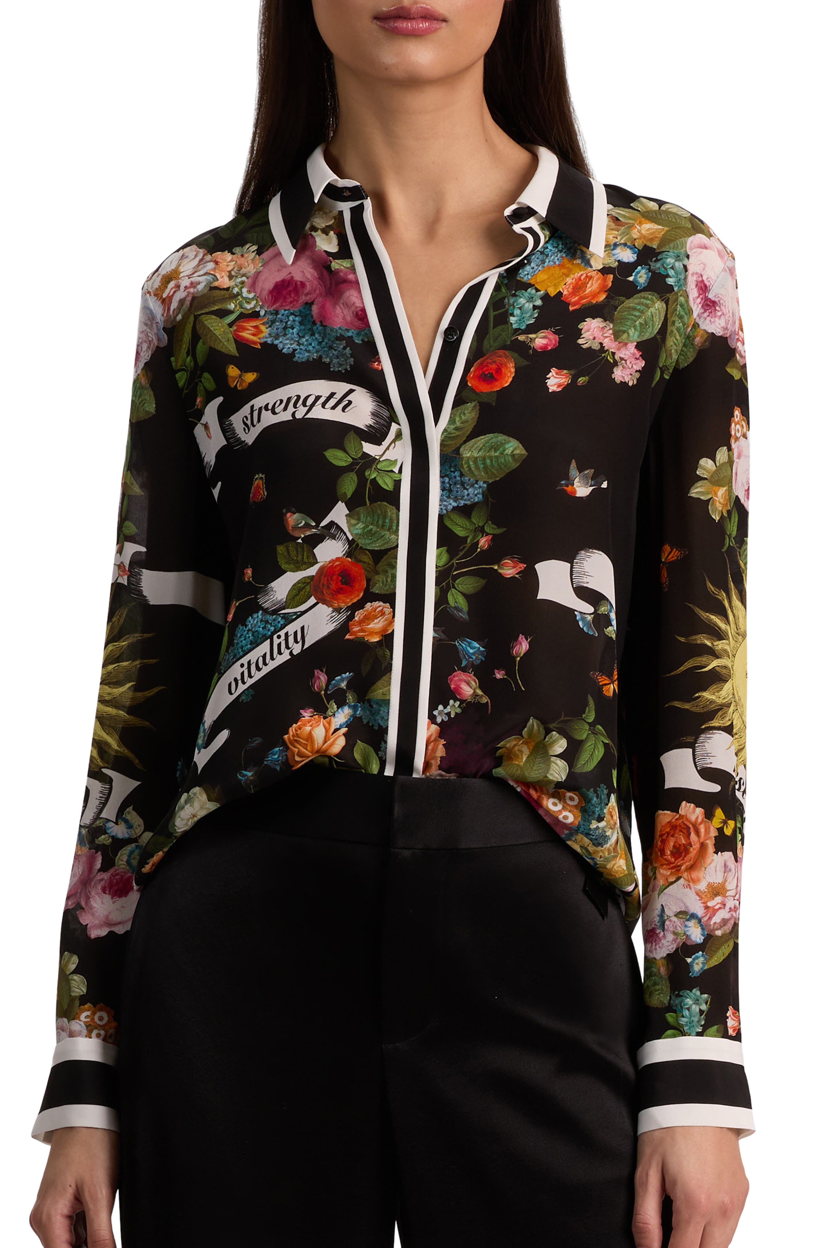 Willa Printed Silk Button-Up Shirt