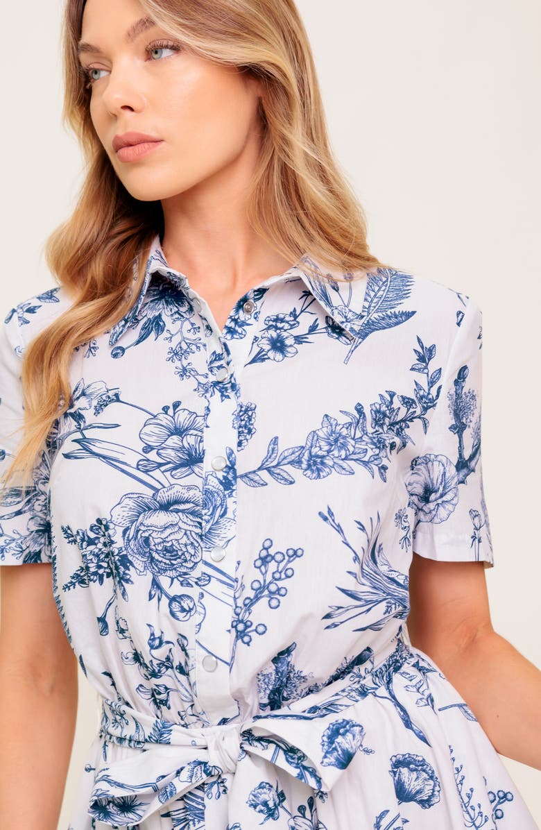 FLYING TOMATO Mini Shirtdress, Alternate, color, Ivory Blue