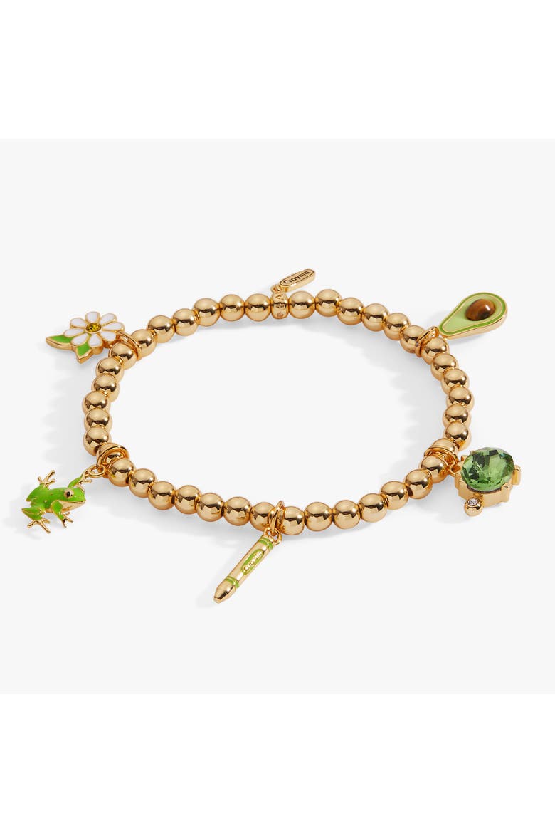 Crayola Fan Favorites Forest Green Charm Stretch Bracelet, Alternate, color, Gold