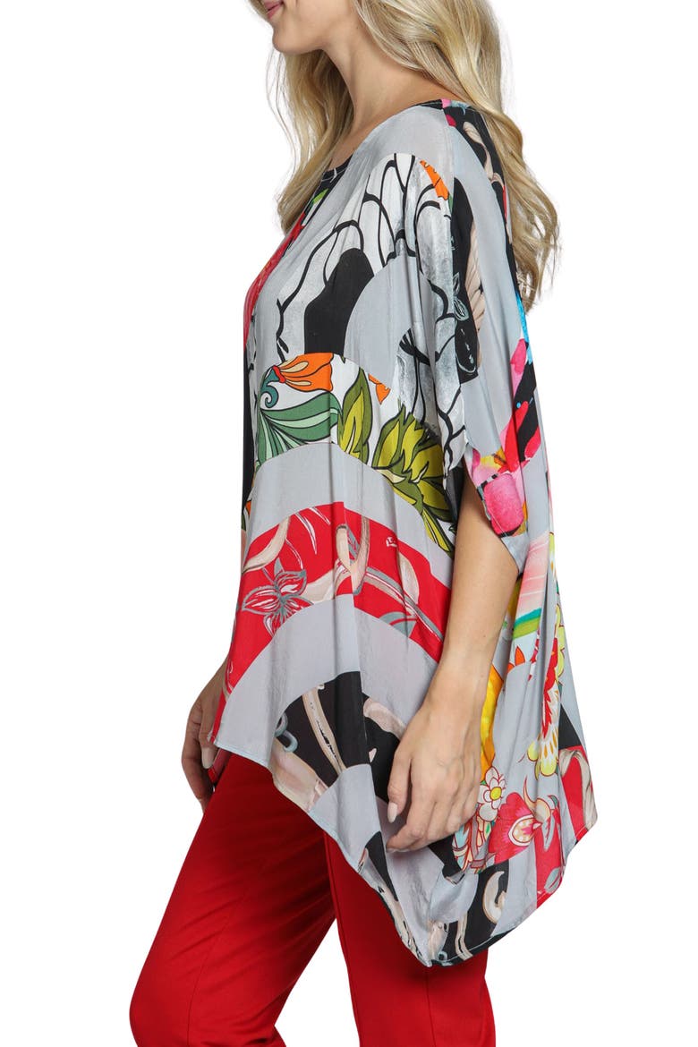 Print Cupro Blend Caftan Top, Alternate, color, GREY MULTI