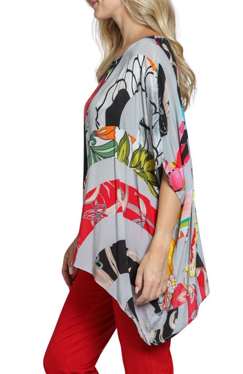 Apny Print Cupro Blend Caftan Top In Grey Multi