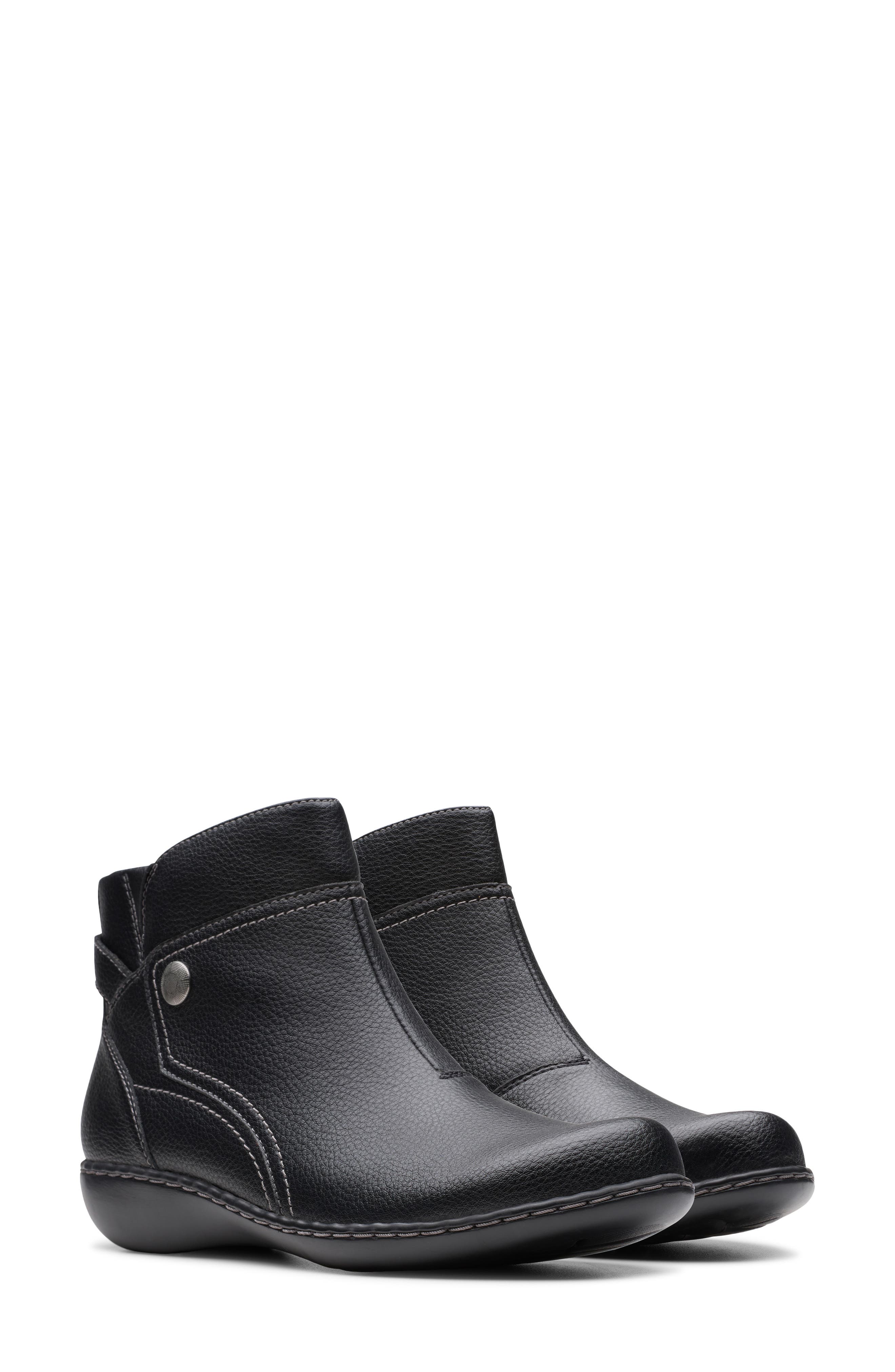 Ashland Mabel Leather Bootie, Alternate, color, BLACK TUMBLED