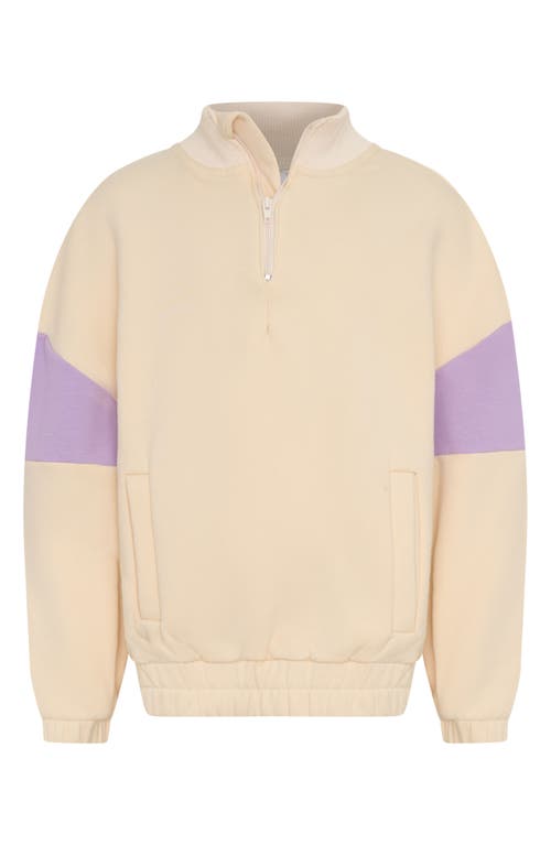 Tiny Tribe Kids' Half Zip Stretch Cotton Fleece Sweatshirt In Yellow