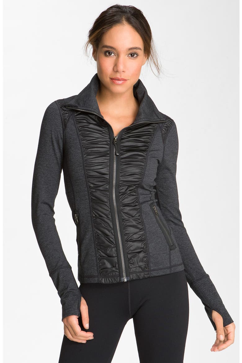 Ruching Detailed Jacket, Main, color, BLACK MELANGE / BLACK