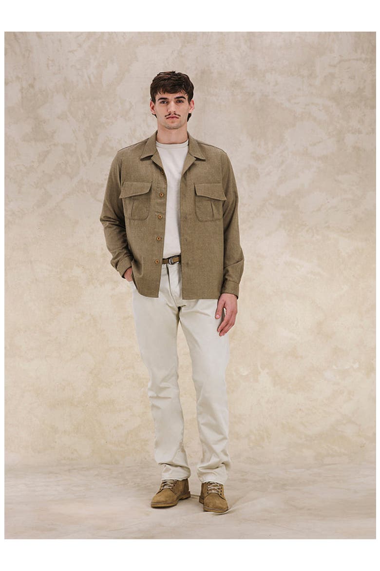 Fox Virgin Wool Overshirt, Alternate, color, OLIVE