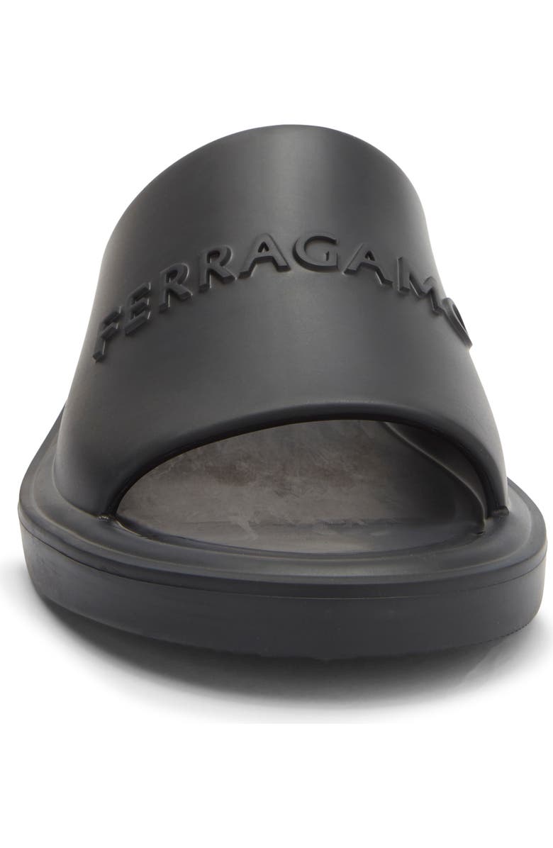 FERRAGAMO Giuneva Logo Embossed Slide Sandal, Alternate, color, Black