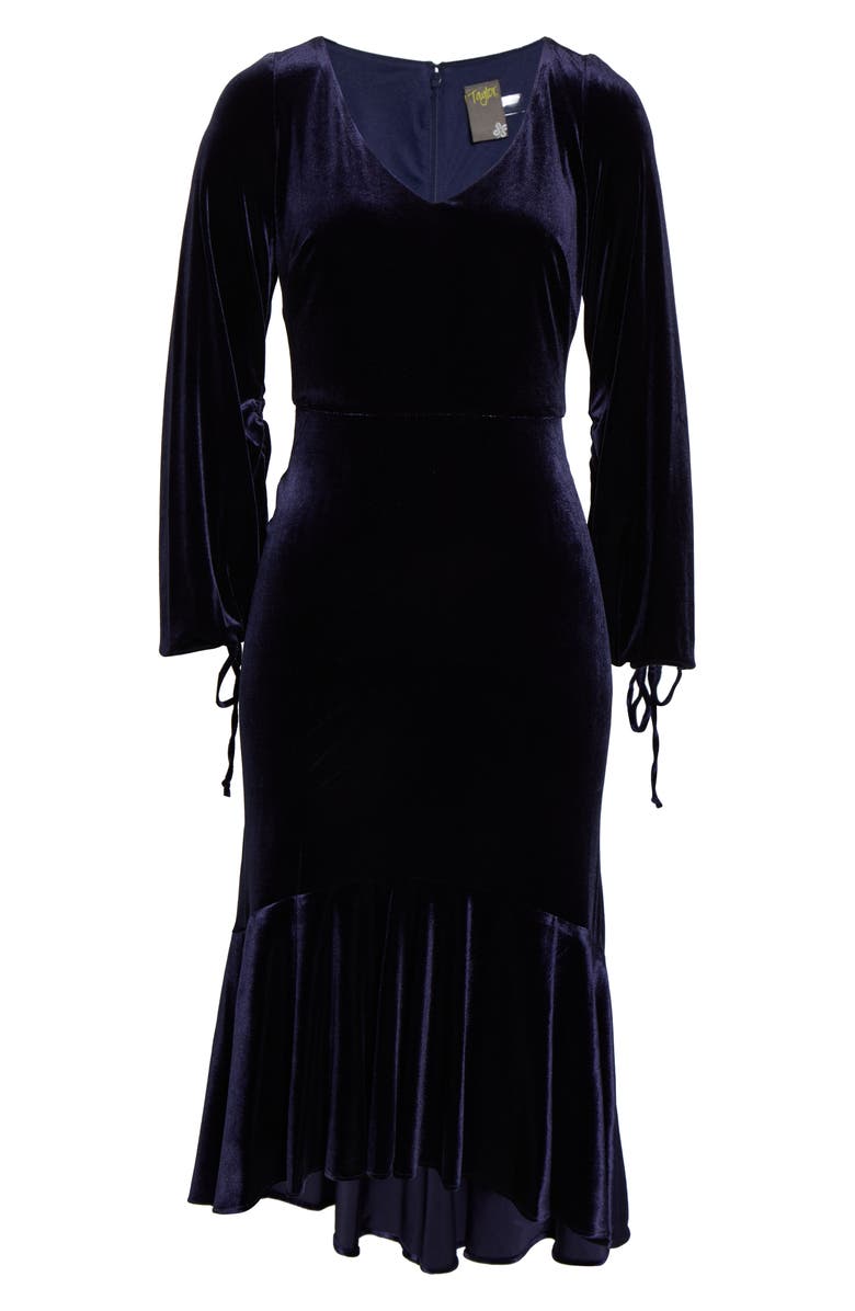 Taylor Dresses Long Sleeve Velvet Midi Dress, Alternate, color, 