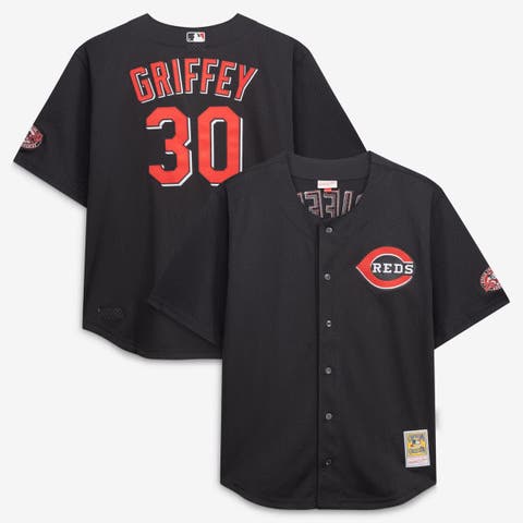 Men's Mitchell & Ness Ken Griffey Jr. Black Cincinnati Reds Big & Tall Cooperstown Mesh Batting Practice Jersey