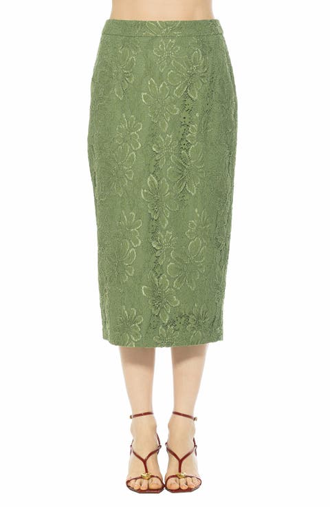 Taye Lace Midi Pencil Skirt