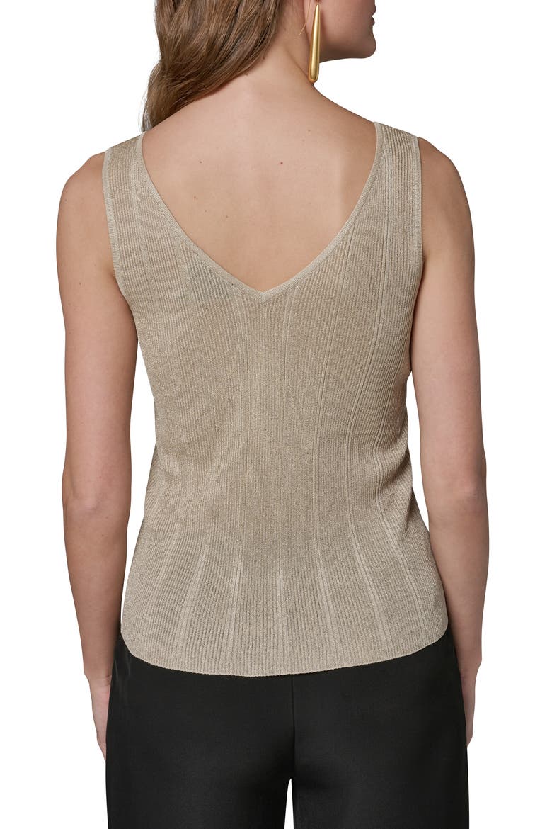 Metallic V-Neck Rib Sweater Tank, Alternate, color, LIGHT GOLD
