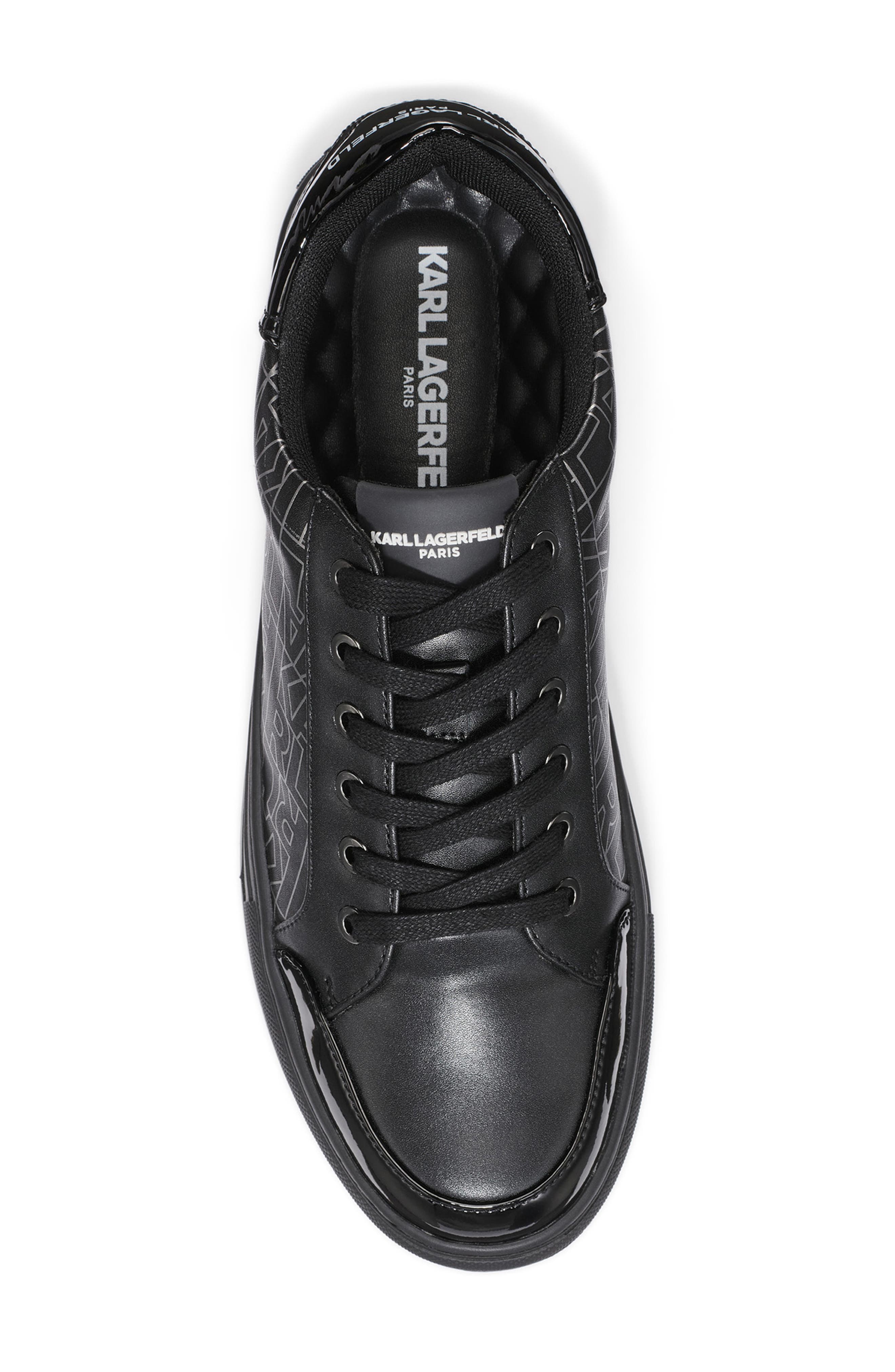 KARL LAGERFELD PARIS Logo Leather Sneaker, Alternate, color, Black