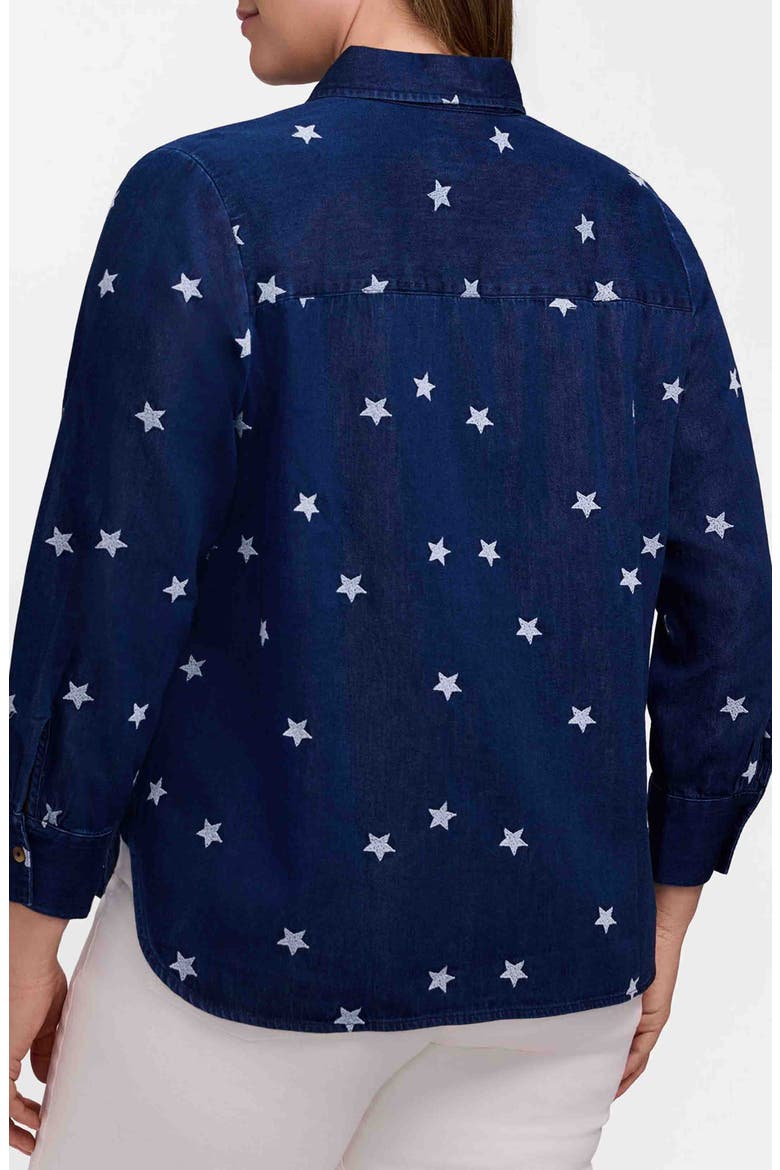 Meghan Star Embroidered Denim Button-Up Shirt, Alternate, color, NAVY BLUE/ MULTI